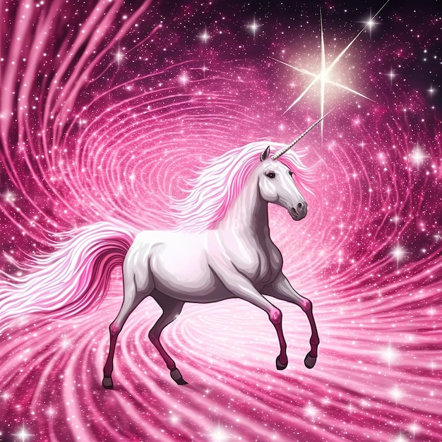 Premium Photo | Illustration of ravishing pink unicorn with magical sparkle