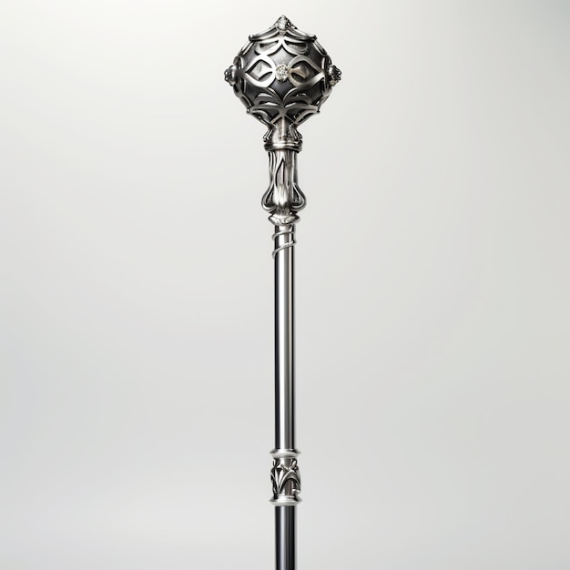 Photo illustration of realistic 3d metal mace on white background