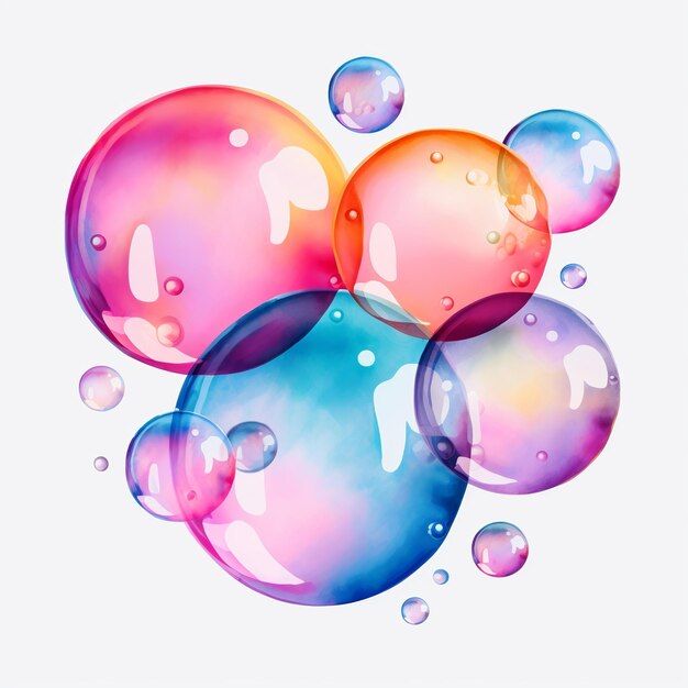 illustration of realistic bubbles hyperrealistic watercolor illustra