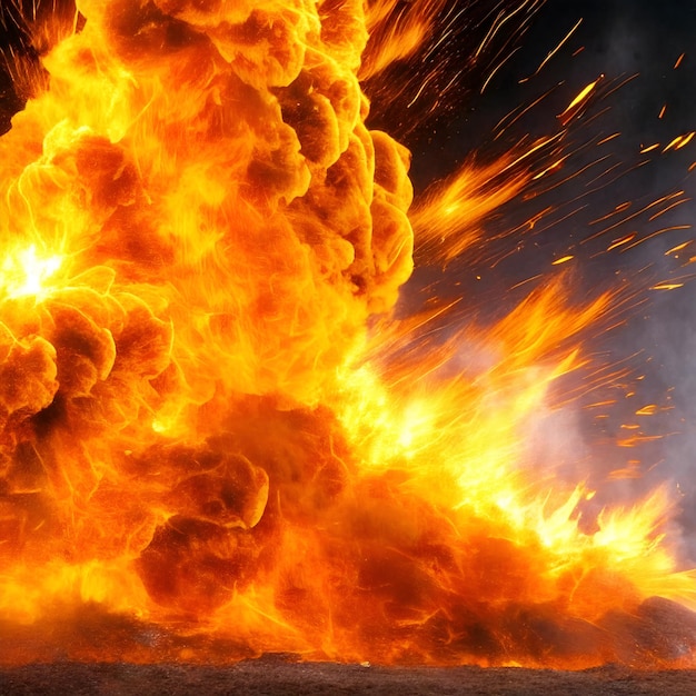 Illustration of realistic fire explosion