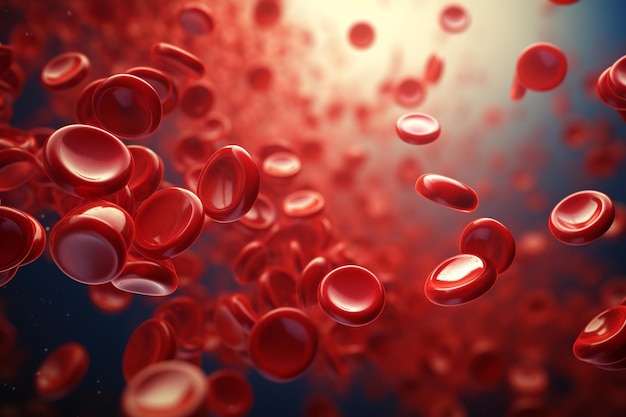 illustration of Red blood cells arterial blood stream health biolo Generative ai