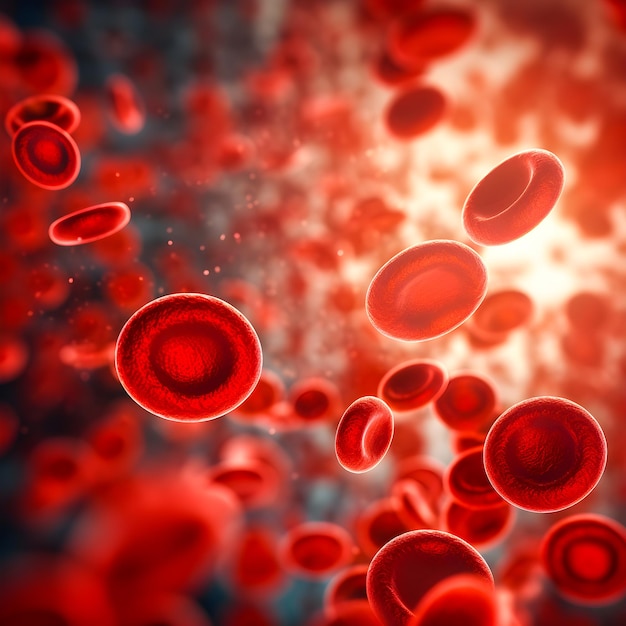 An illustration of red blood cells in a vein.