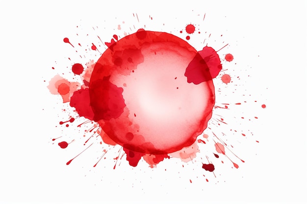 illustration of red circle watercolor splash isolated on white Generative ai