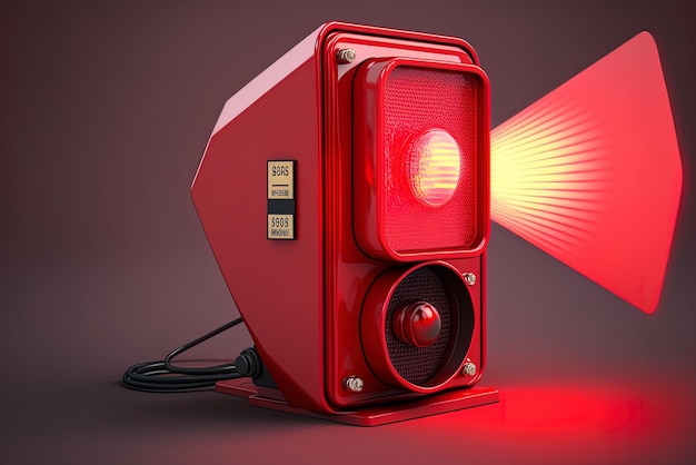 Illustration of a red flasher flashing beacon and siren for emergency vehicles