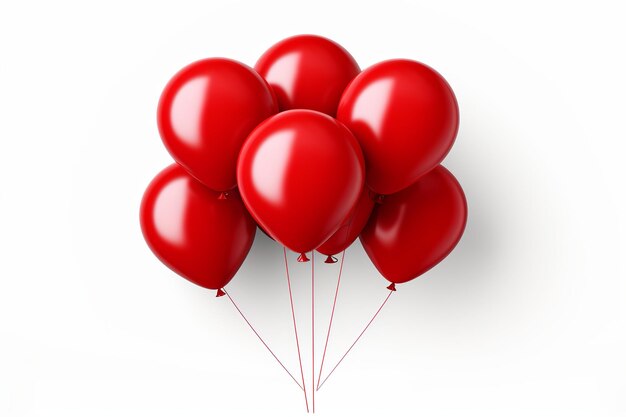 Photo illustration of red glossy party balloon white background generative ai