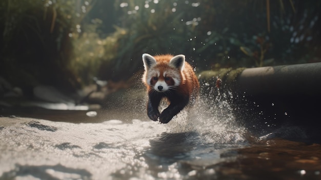 Illustration of Red Panda in the Forest