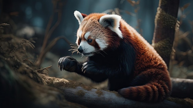 Иллюстрация красной панды в лесу