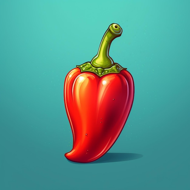 Иллюстрация красного перца с зеленым стеблем, генеративным искусственным интеллектом