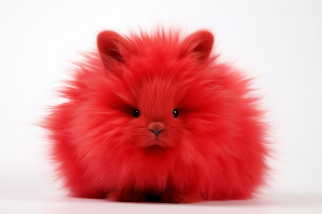 illustration of A red soft fluffy rabbit highlight color contrast Generative ai