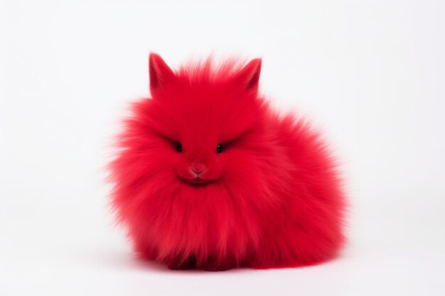 illustration of A red soft fluffy rabbit highlight color contrast Generative ai