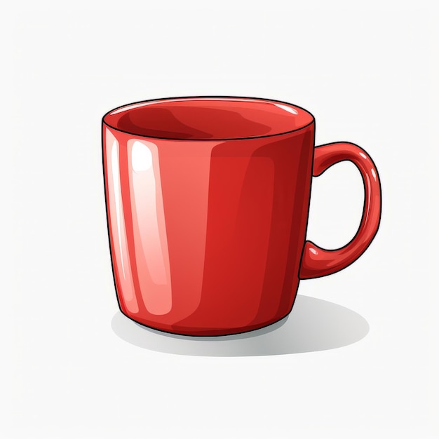 Illustration of a red and white coffee mug on a white background