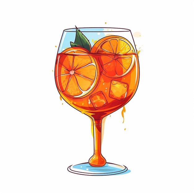 Illustration of a refreshing citrus cocktail in a glass