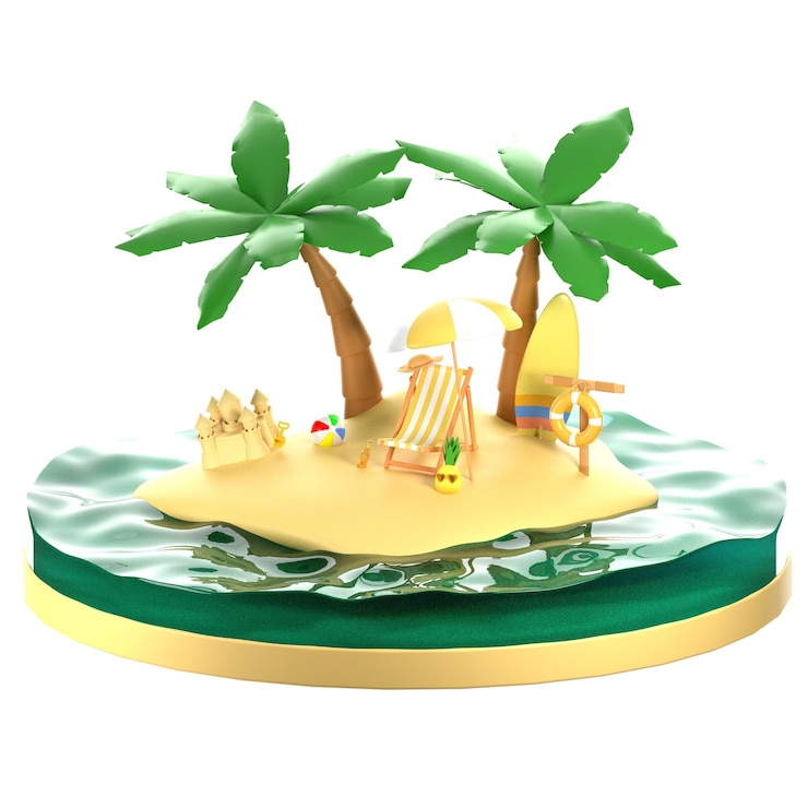 फोटो illustration rendering 3d icon tropical island summer beach blender