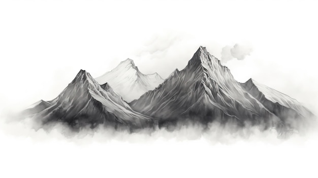 Photo illustration representations of mountains ai image generated on white background