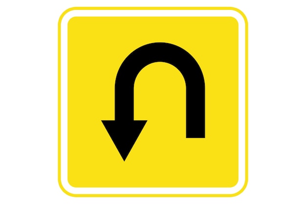 Illustration of return sign on yellow background