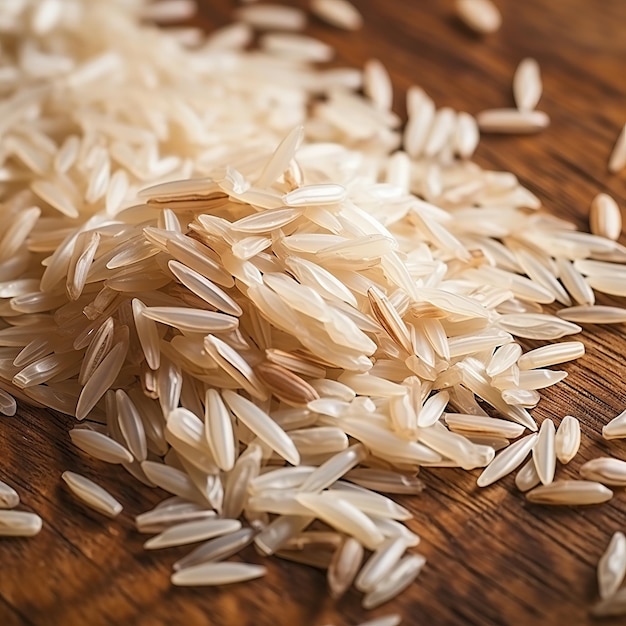 illustration of rice close up wooden background realistic backgroud