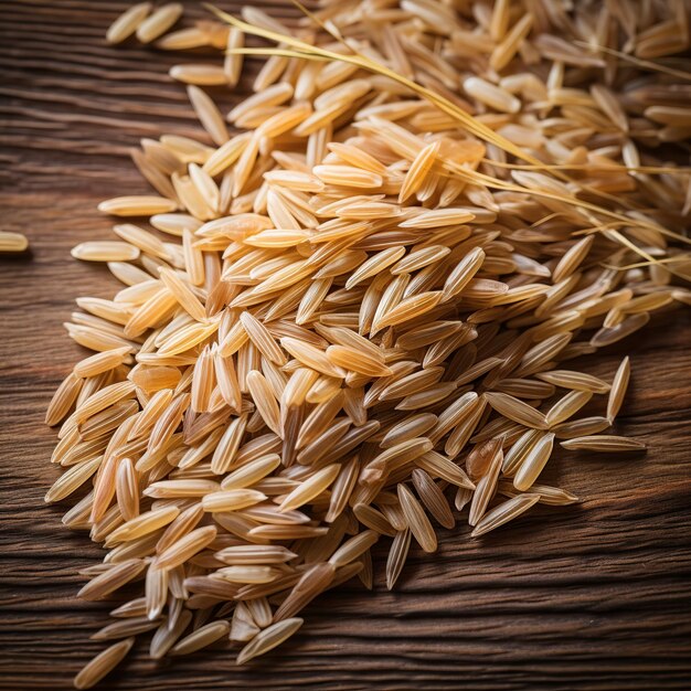 illustration of rice close up wooden background realistic backgroud