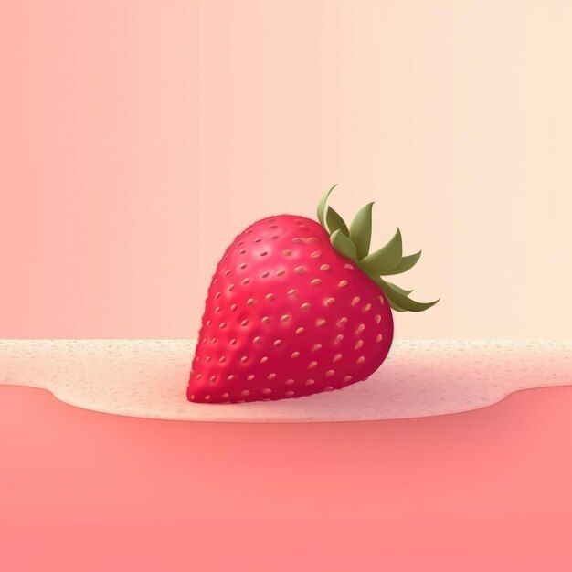 Illustration of a ripe strawberry on a pink background