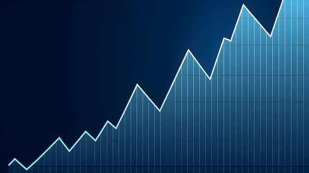 Photo illustration of rising charts on the blue background