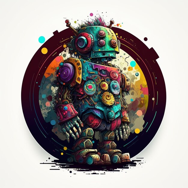 illustration of a robot with a colorful design on it generative ai