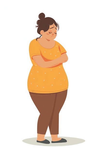 Photo illustration of a sad overweight woman