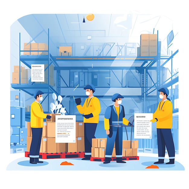 Photo illustration safety protocols in a warehouse