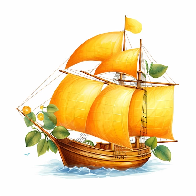 illustration of a sail boat floating in a cocktail glass