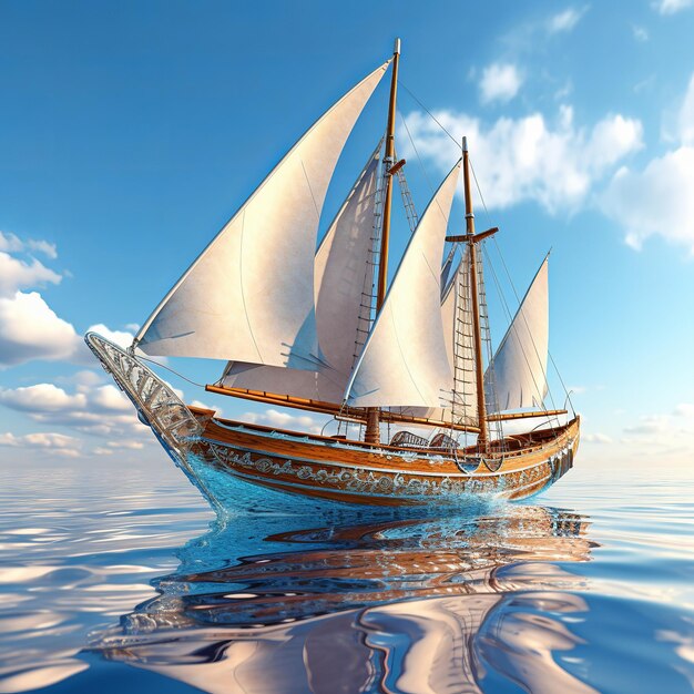 Иллюстрация Sailboat3D-рендеринга планирующего парусника