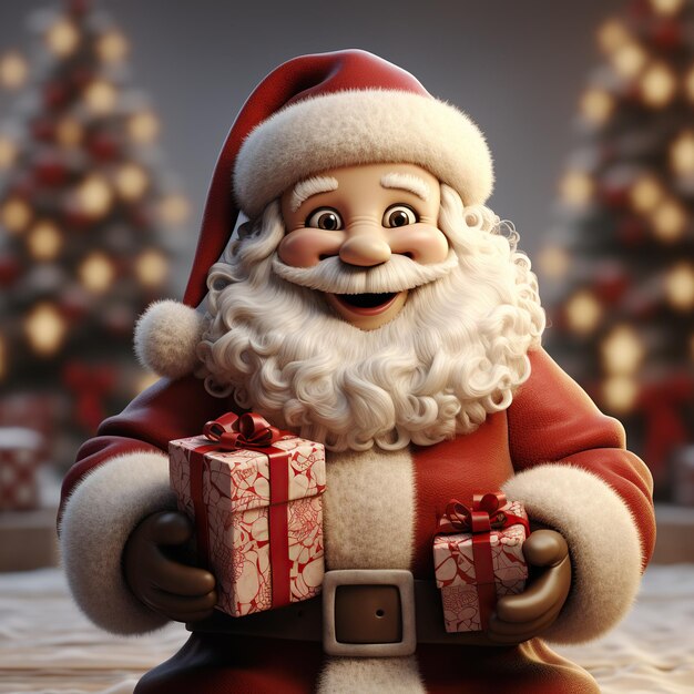 Illustration of a Santa Claus with a Christmas background AI Generated