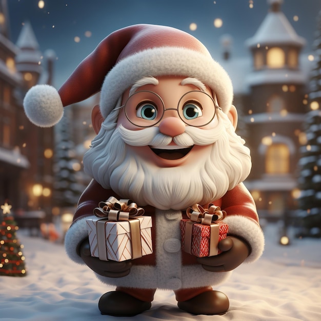 Illustration of a Santa Claus with a Christmas background AI Generated