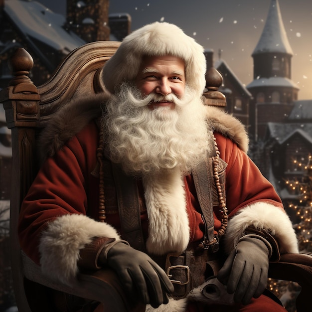 Illustration of a Santa Claus with a Christmas background AI Generated