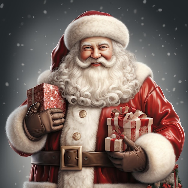 Illustration of a Santa Claus with a Christmas background AI Generated