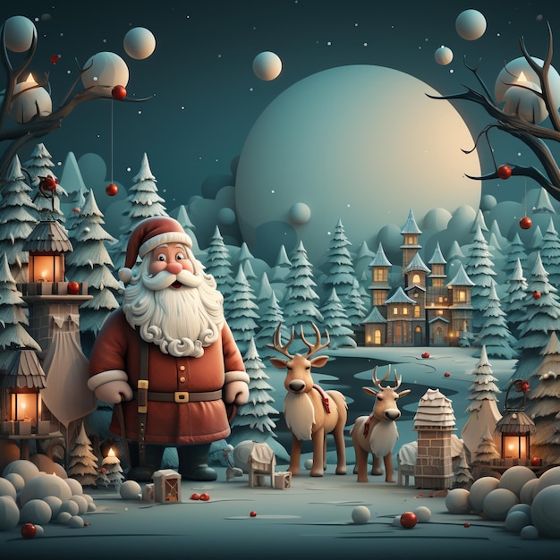 Illustration of a Santa Claus with a Christmas background AI Generated