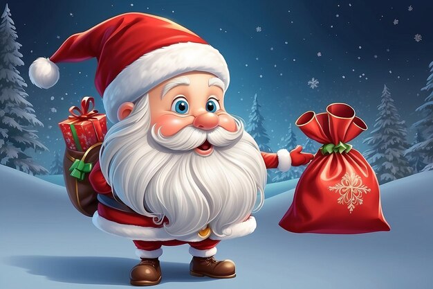 illustration of santa claus with gift bag