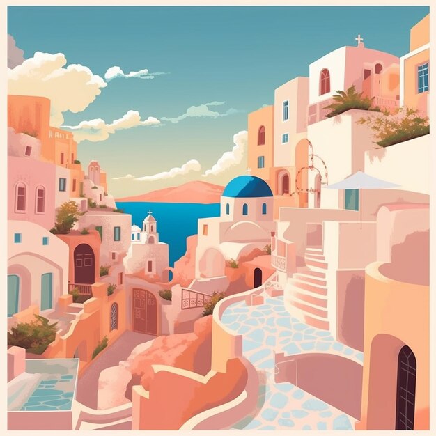 Photo illustration of santorini greece island cyclades island