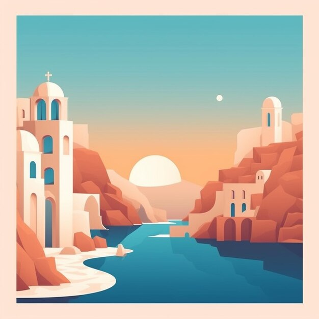 Photo illustration of santorini greece island cyclades island