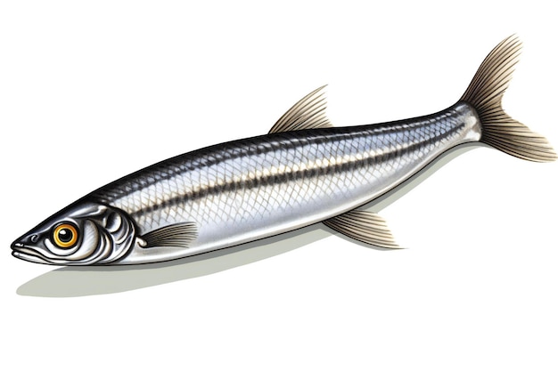 Photo illustration of a sardine fish isolated on a white background