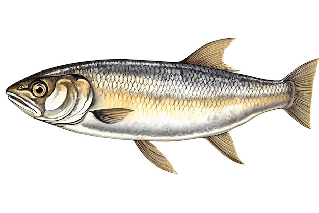 Illustration of a sardine fish on a white background