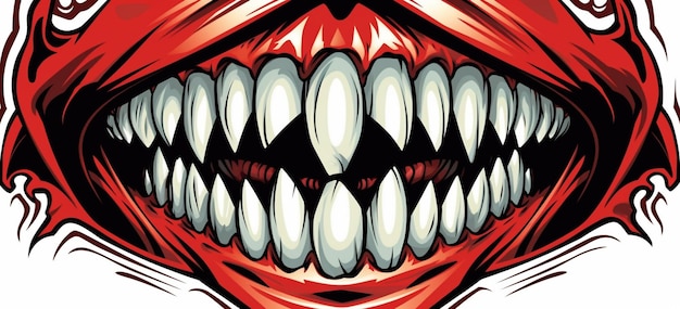 illustration of a scary mouth with teeth and fangs generative ai