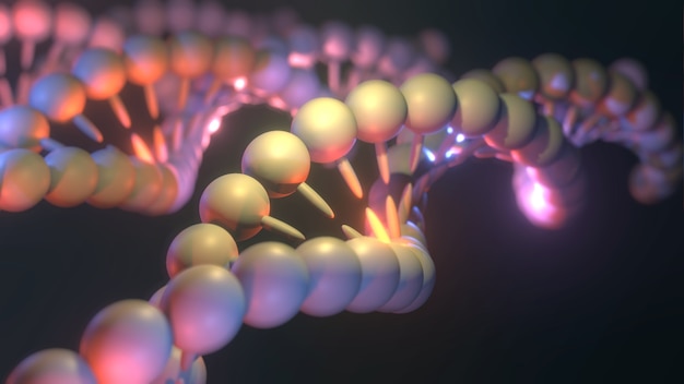 Foto illustrazione della scienza delle molecole di dna. primo piano del concetto di genoma umano.