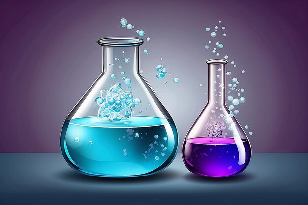 Photo illustration of scince chemical beaker and flask for