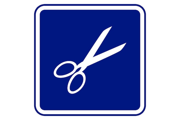 Illustration of a scissors cut on blue background