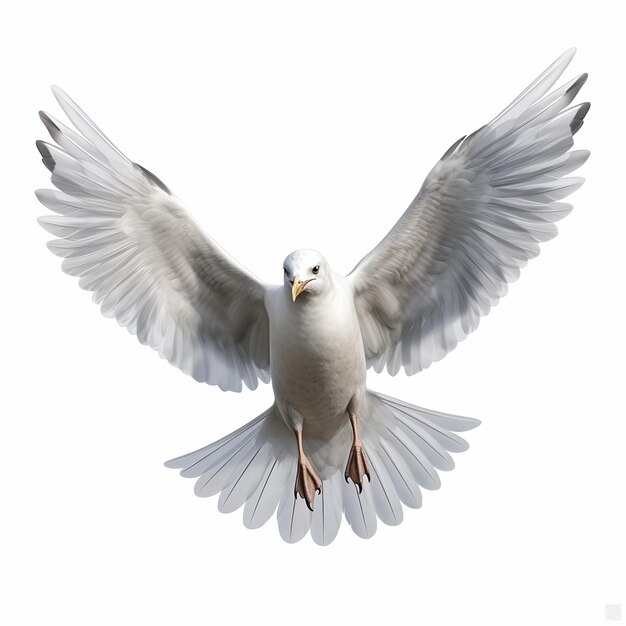 Photo illustration of seagull3d rendering of a seagull in flight