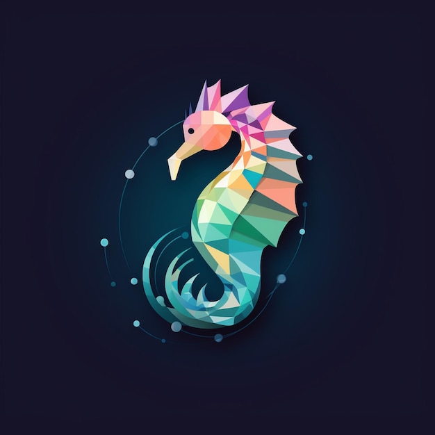 Illustration of a seahorse with geometric shapes