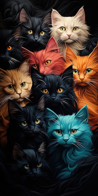 illustration of seamless pattern cats wallpaper background