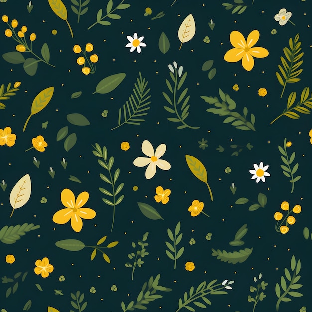 Photo illustration of seamless pattern of flower and leaf nature pattern concept fabric print