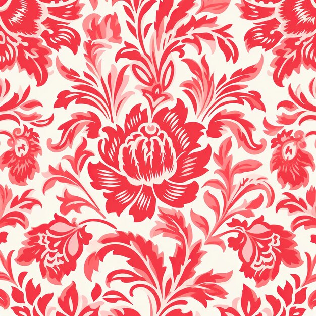 illustration of seamless red Vintage Demask Floral Pastel stencil