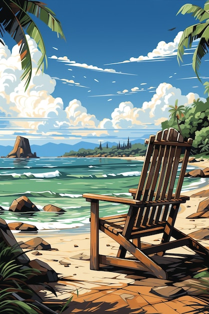 illustration of a serene beach scene