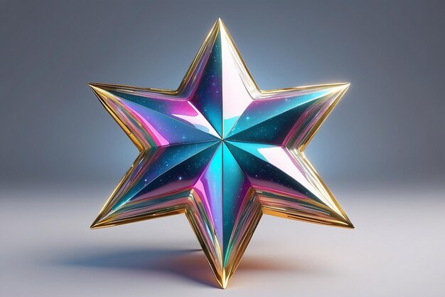 Photo illustration of a serving 3d star with holo glow holiday coception vector 3d