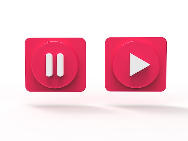 音楽ボタンの概念セットのイラストソーシャルメディア3 Dレンダリング